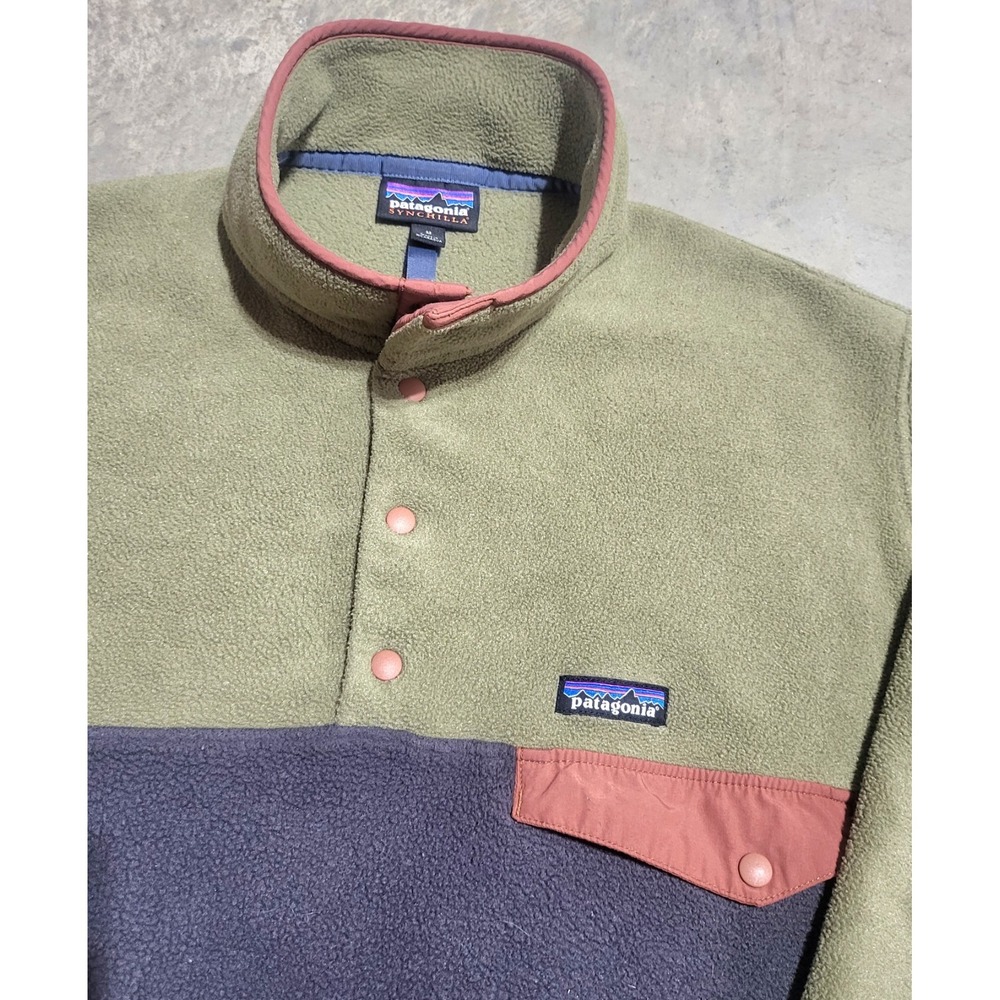 Mens Patagonia Lightweight Synchilla Snap-T Fleece Medium M Sage Khaki FA19